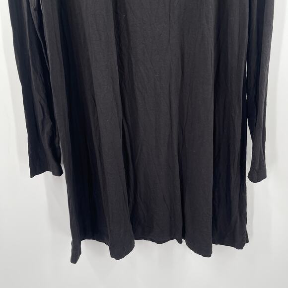 JOAN VASS Tunic Top Size 2 (US 12/14) Black NWT Stretch Long Sleeve Scoop Neck - Picture 10 of 12